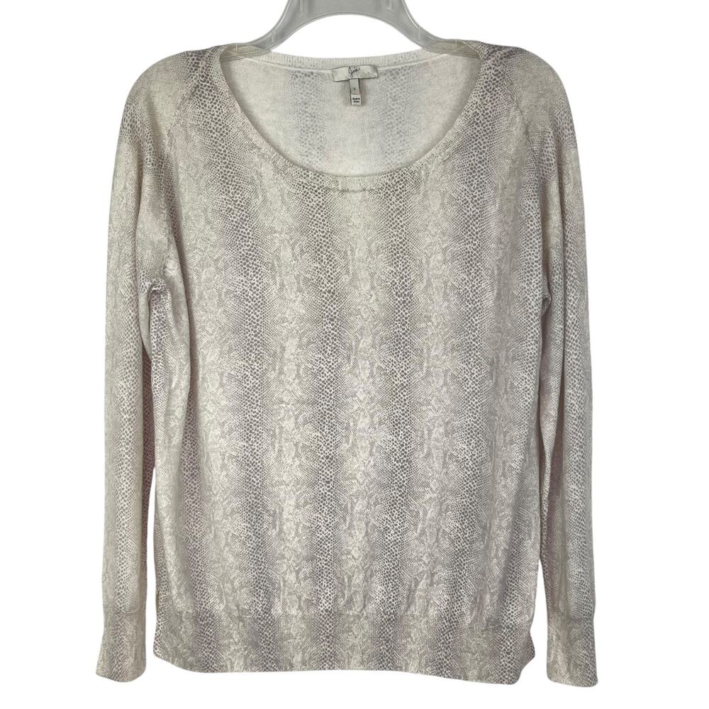Joie Emari Snake Print Pullover Sweater Women’s Small Long Sleeve Ivory Gray